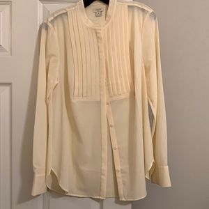 JCrew medium cream long sleeve button up blouse EUC
